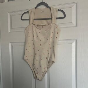 Beige Floral Bodysuit